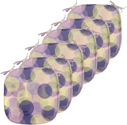 Vista 332 de Lunarable Orient - Cojín de asiento para silla, curlicues florales orientales con elementos artísticos venecianos, hojas de follaje, damasco a