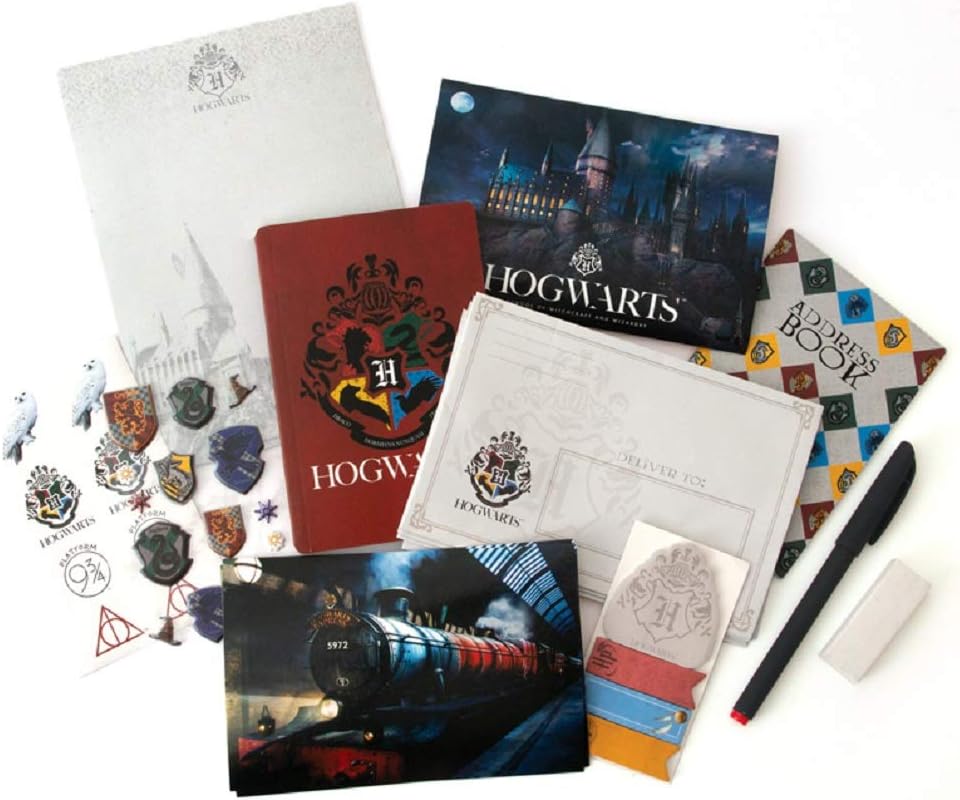 Playhouse 29-piece Harry Potter Hogwarts Kids Stationery Set Tote with Pen | Officially Licensed; Includes Paper, Envelopes, Post Cards, Notebook, Address Book, Coordinating Stickers, Eraser and Pen