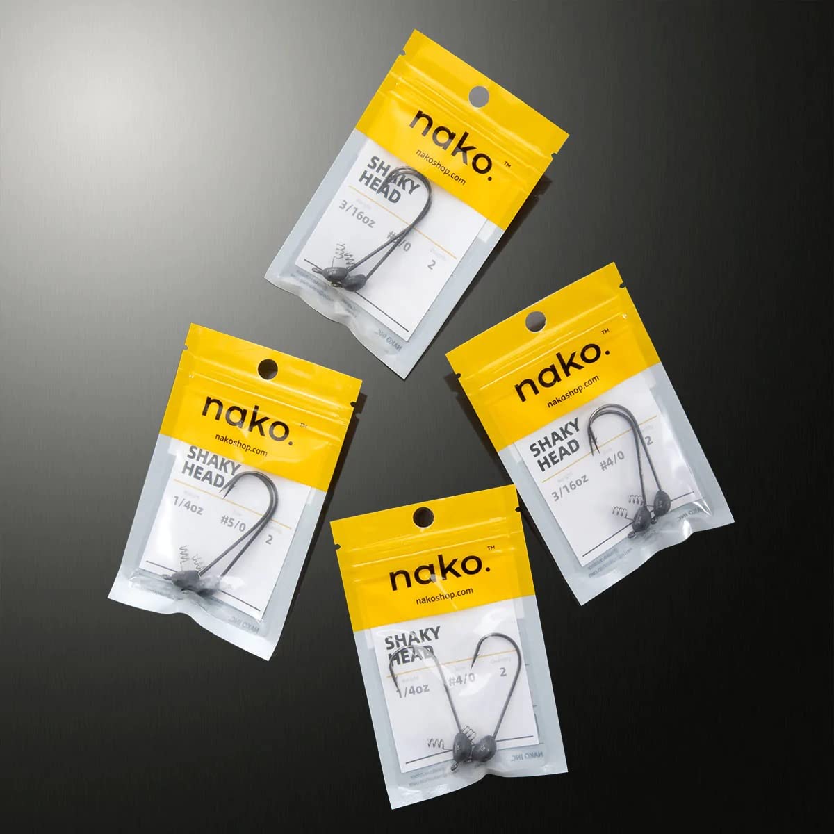 nako. 200% Sensitivity Tungsten Ball Shaky Jig Head, Tungsten Jig Head for Bass Fishing (1/8 oz (3 Pack) - #2 Hook)