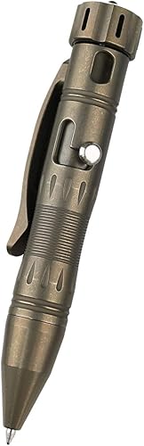 MecArmy TPX10 Mini bolígrafo táctico de acción de perno de titanio con repuesto reemplazable, pequeño bolígrafo táctico EDC con cola giratoria para