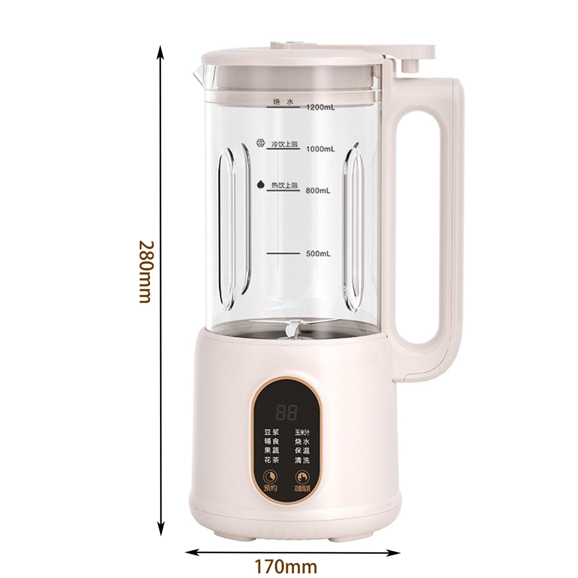 Fabbricante automatico di latte di noci 1200 ml di latte di soia, bevande senza latticini fatte in casa a base di latte di mandorla, avena, cocco, soia o vegetale, fabbricante di latte di mandorla