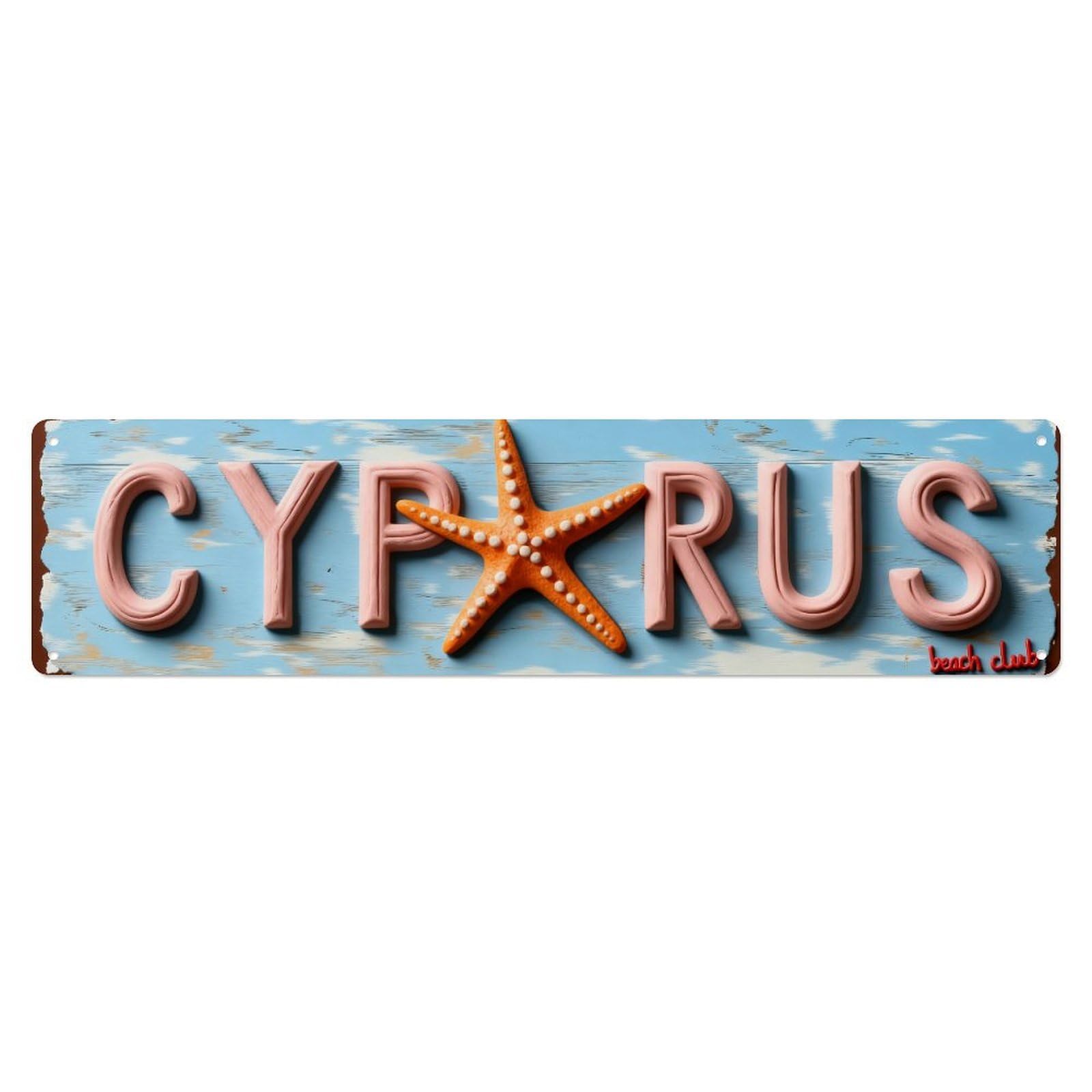 Cyprus Starfish Beach Club Sign Metal Tin Sign Plaque