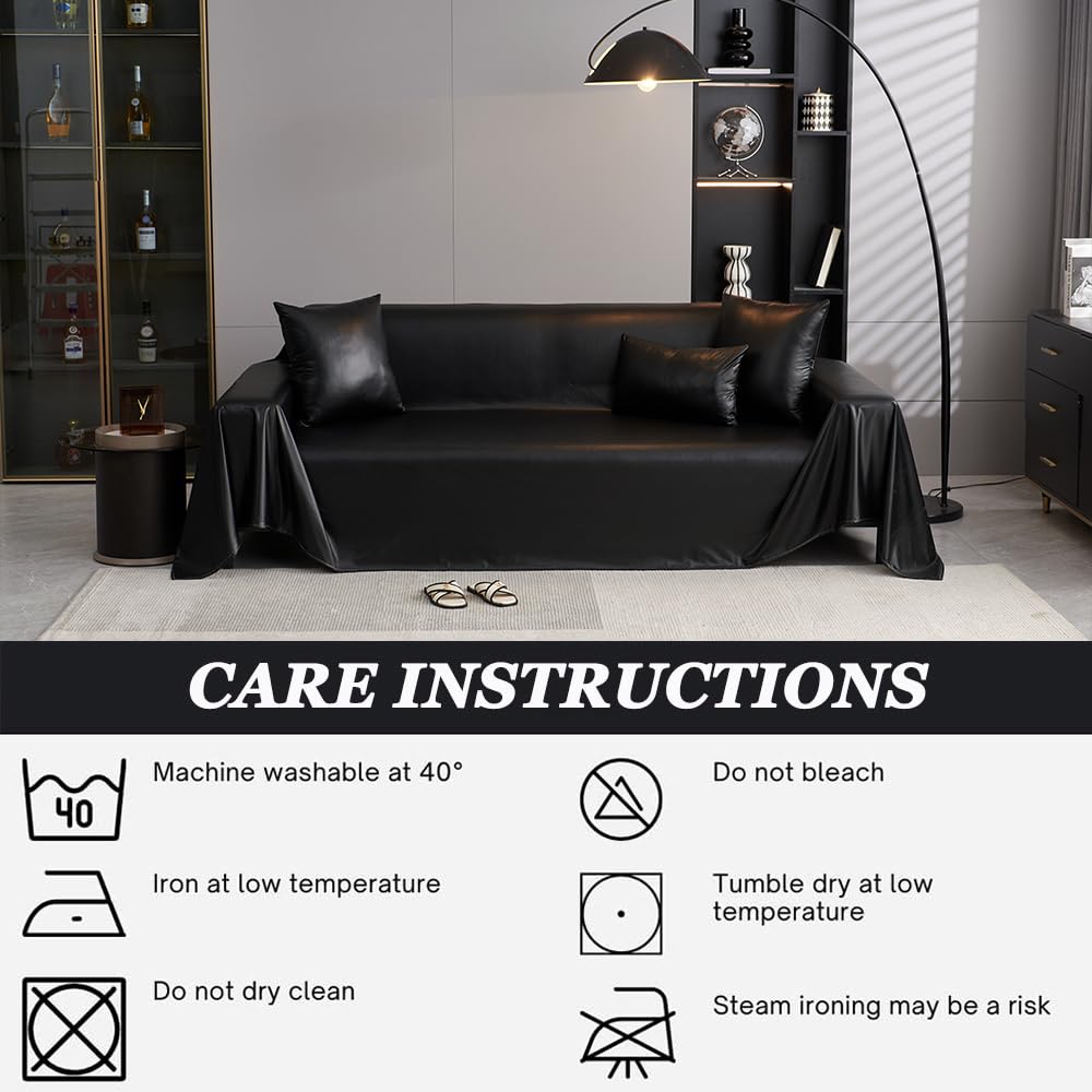 Highdi Funda de Sofá de PU Cuero Manta Cubre Sofa Grande para 1 2 3 4 Plazas, Mantas Cómoda Cubrecama Protector Sofa para Gatos y Perros Arañazo (180x420cm,Blanco)
