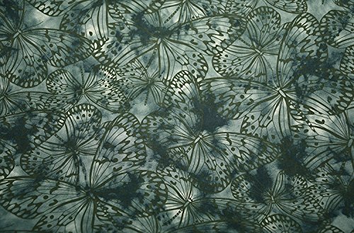 Botella verde | 100% algodón Indonesia Bali Batik tela mariposas estampado de corbata y teñida de material degradado DIP DYE manualidades costura arte tela para almazuela Melody, 1/2 Meter