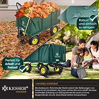 KESSER® Bollerwagen 550kg belastbar Gartenwagen Transportwagen Gartenkarre herausnehmbare Plane Gerätewagen Handwagen vielseitig einsetzbar inkl. Handschuhe Grün – Ansicht 4
