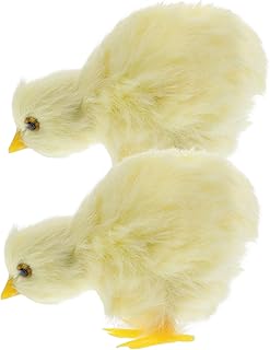 ULDIGI 2 Peças De Enfeite De Pintinho Mini Decoração Brinquedos De Pelúcia Animais De Pelúcia Mini Pintinhos Falsos Mini Pom Pintos De Páscoa Pintinhos De Brinquedo De Pelúcia