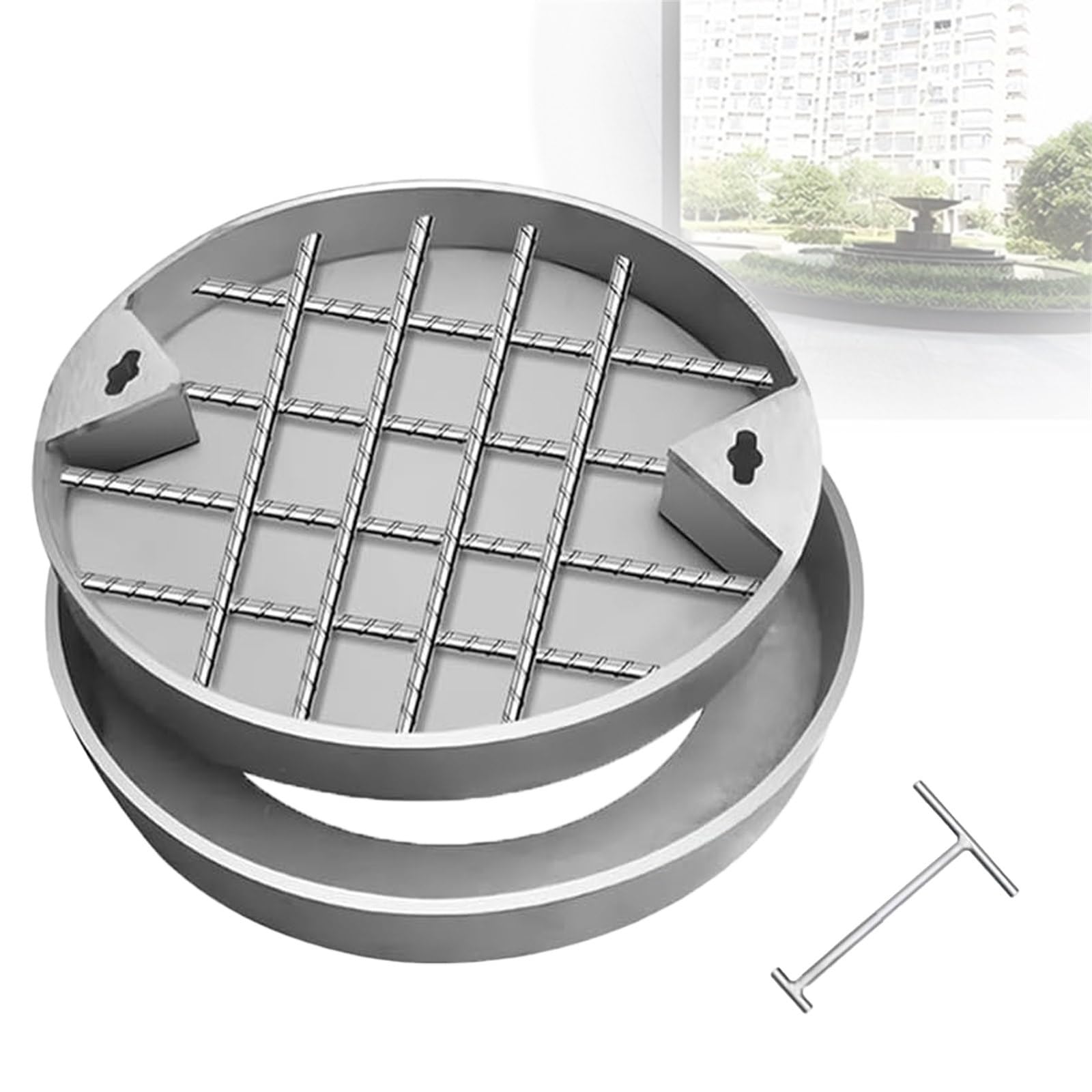 Plaque d'égout invisible en acier pour harmoniser votre terrasse et garage