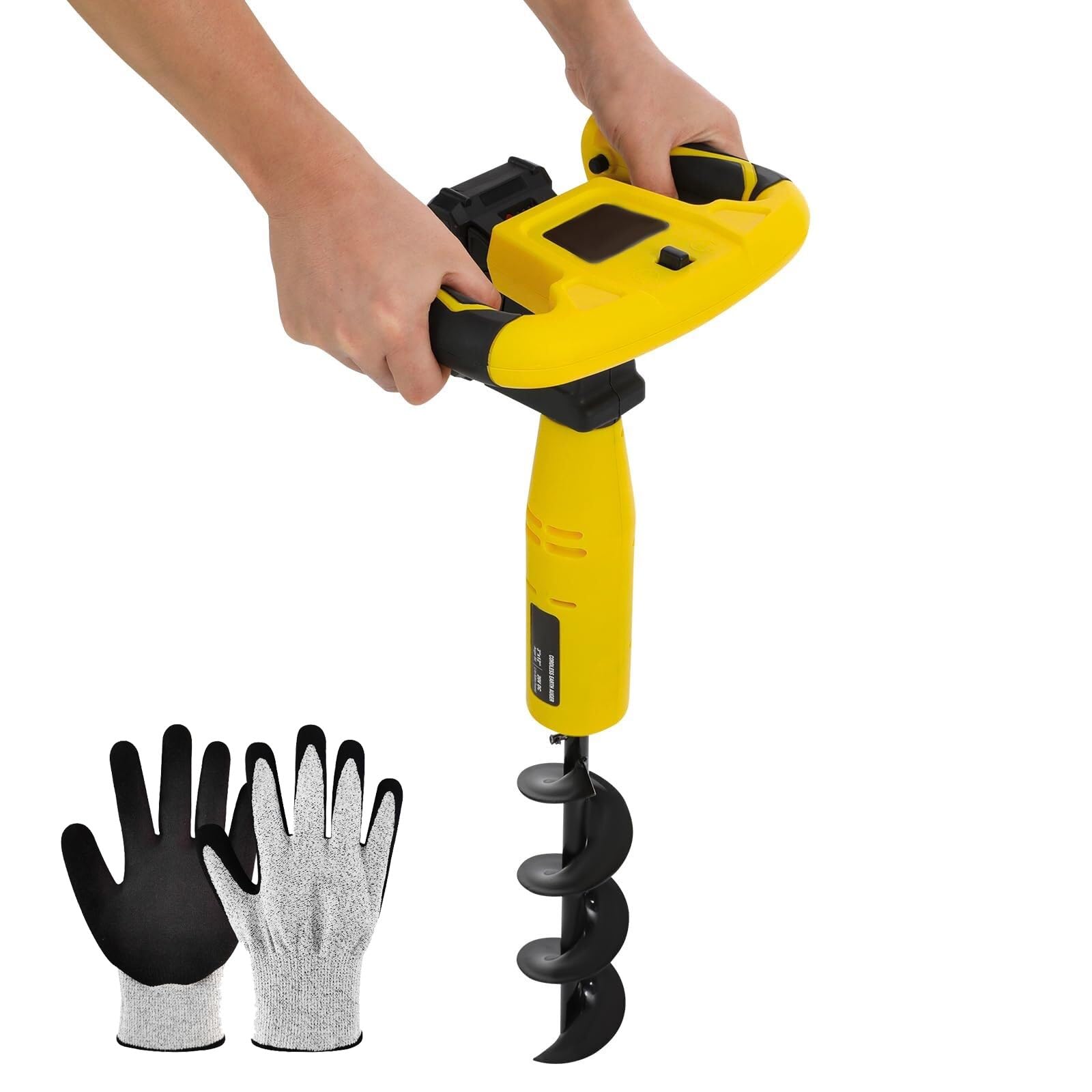 Cordless Earth Auger Electric Post Hole Digger, 350W Hole Digging Tool with 11.8x3 inch Drill Bit, Battery Powered, Reverse Function, Ideal for Small Garden Tree Planting