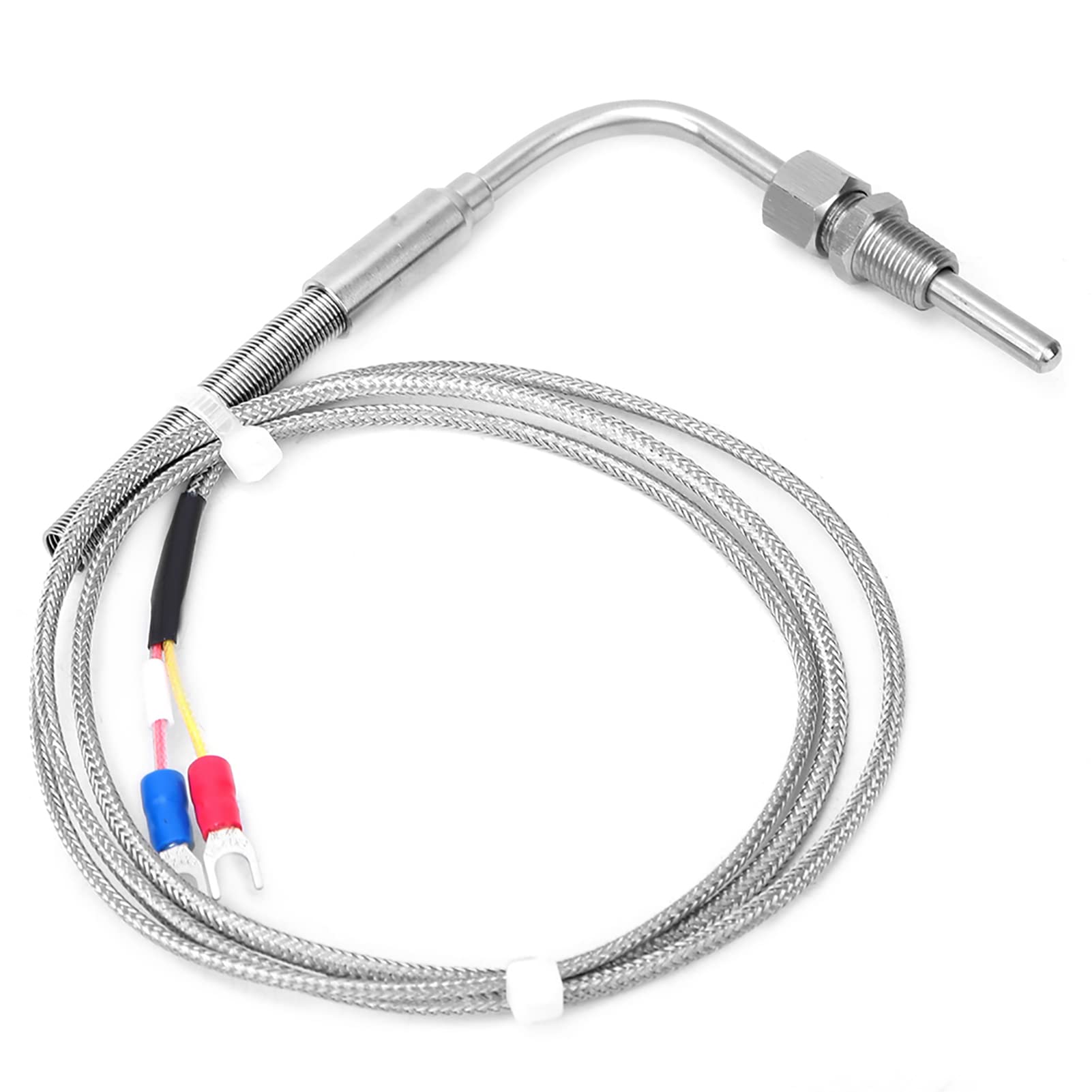 Termocoppia Tipo K con Sonda a Gomito 90°, Sensore di Temperatura 0-1250°C, Filettatura PT1/8, Cavo 1m, Acciaio