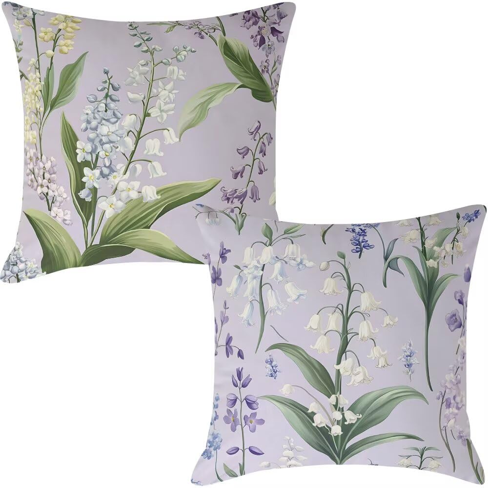 Federe Cuscini Divano 60x60 cm Federe Morbido Copricuscini Viola in Velluto, 2 Pezzi Copri Cuscini per Divano Primavera Decorativi Federa Cuscino Floreale per Camera da Letto Soggiorno (IU73)