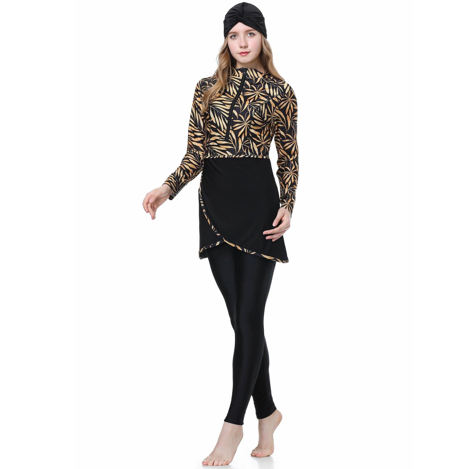 Burkini Damen: Muslimische Badeanzug Uv Rashguard Shape Bauchweg Swimsuits for Women Schwimmanzug Große Größe Slim Fit Badebekleidung Swimwear Push Up Swim Suit Badeanzüge