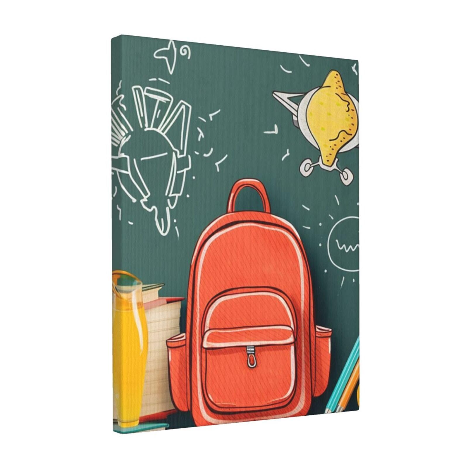 FodPand Back to School Theme Canvas Wall Art for Living Room Wall Decor 12"x16" Modern Artwork Painting Pictures Hanging Canvas Prints Aesthetic Wall Art for Bedroom Bathroom Office Wallart Decor