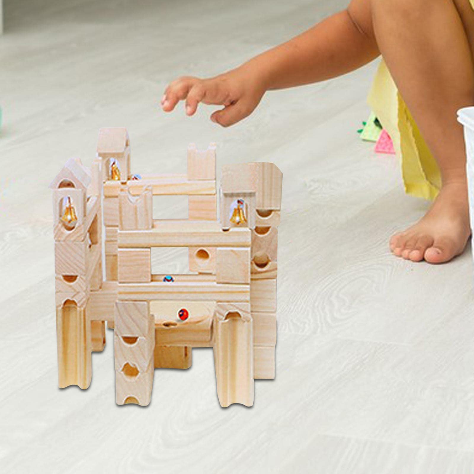 Juego de Bloques de Construcción de Madera para Crear Una Pista de, Juguete Educativo Tipo Laberinto, Ideal para El Aprendizaje Práctico Y La, 80 Piezas
