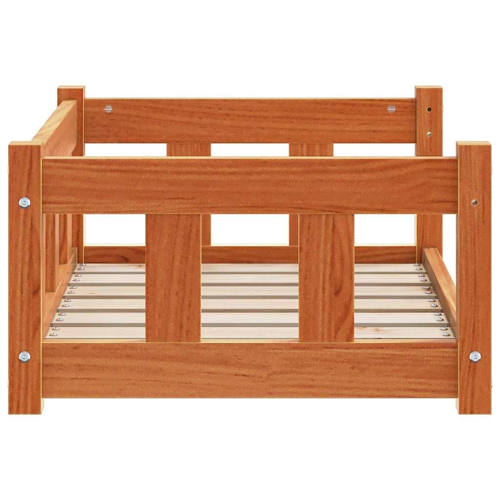 Cuccia per cani in legno di pino massello marrone cerato, 65,5 x 50 x 28 cm, con materasso ortopedico e rivestimento antiscivolo, ideale come posto per dormire per cuccioli, anziani e viaggi