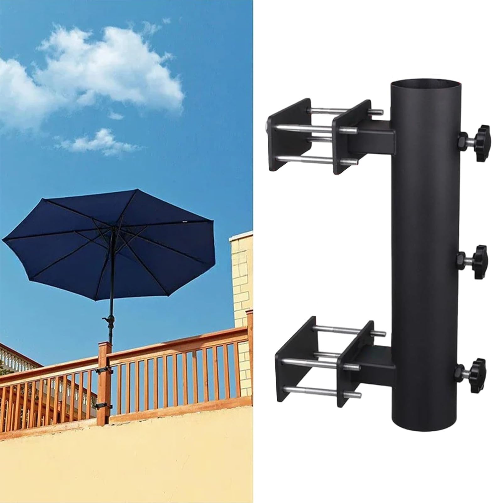 Supporto per ombrellone e resistente alle intemperie, ideale per balconi, ringhiere, terrazze, giardini, recinzioni, perfetto per tenere saldamente ombrelloni in spazi esterni