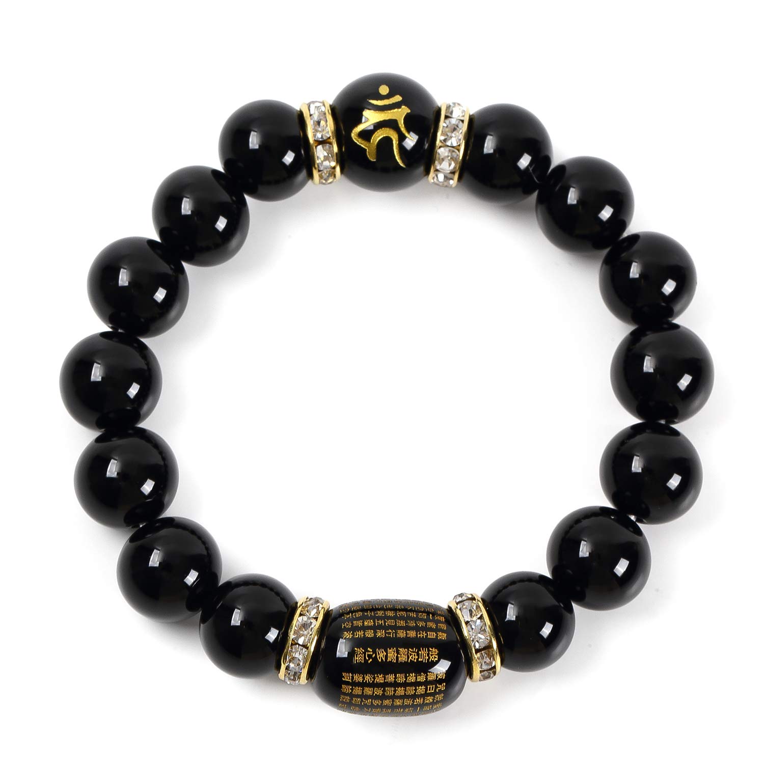 梵字・彫物デザインの天然石ブレスレット Amazon.co.jp: [石輝] 梵字 オニキス 14mm 般若心経入り ブレスレット
