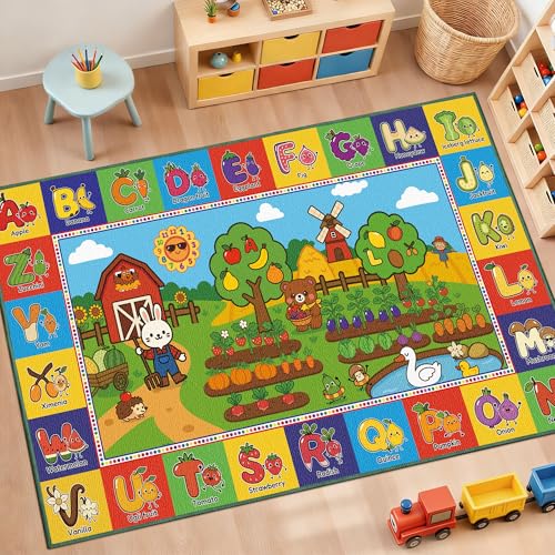 Upgrade Ultra Non Slip Kids ABC Rug for Kids Playroom,