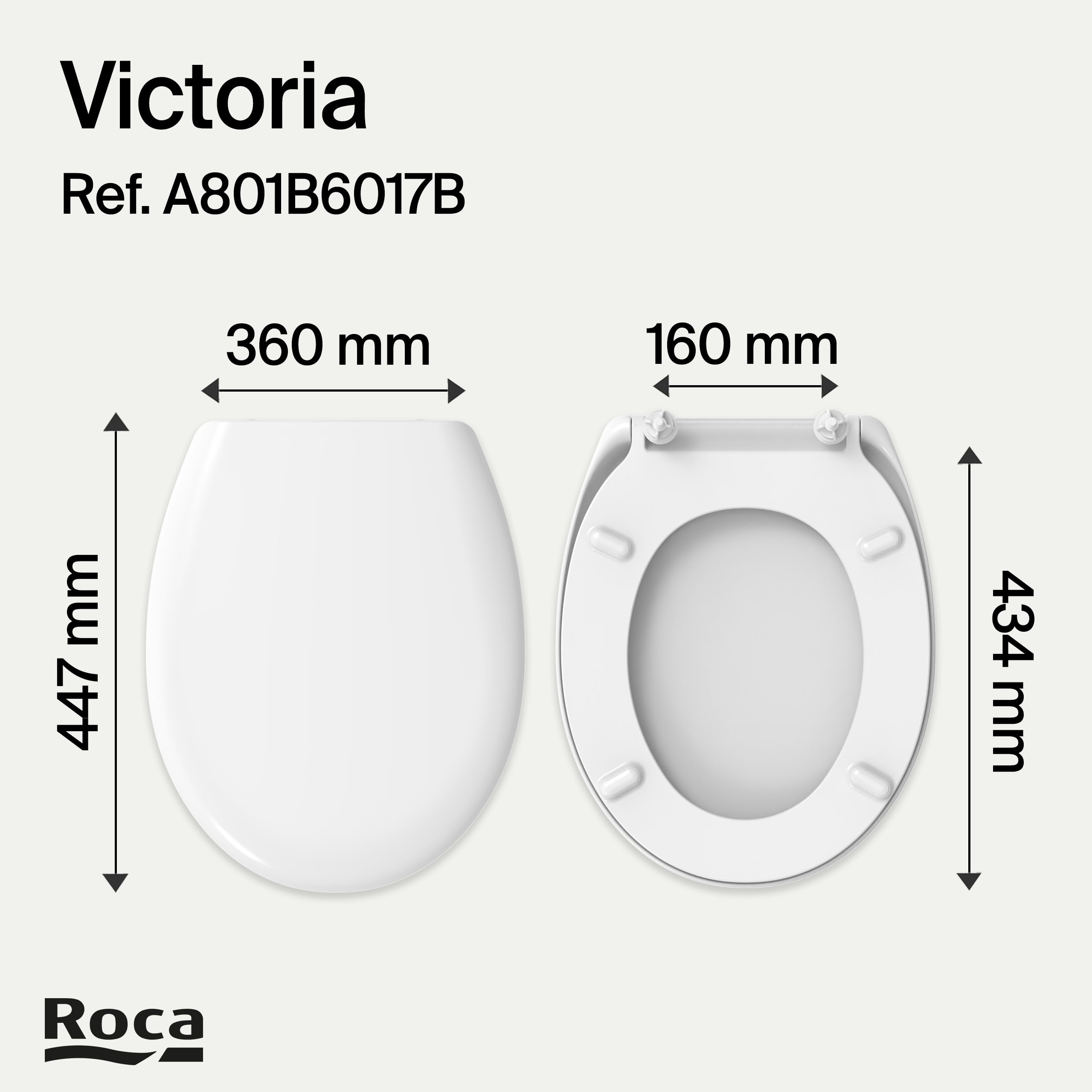 Roca Victoria - Tapa y asiento de Supralit para inodoro con bisagras de acero inoxidable, tapadera de WC original con ajuste perfecto, recambio resistente, pergamon, A801B6017B