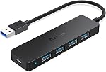 Aceele 5-Port USB 3.0 Ultra Slim Data Hub, USB Hub 3.0 Splitter with Power Port, 5Gbps for MacBook, Mac Pro/Mini, iMac, Surface Pro, XPS, Notebook PC, USB Flash Drives, Mobile HDD, and More