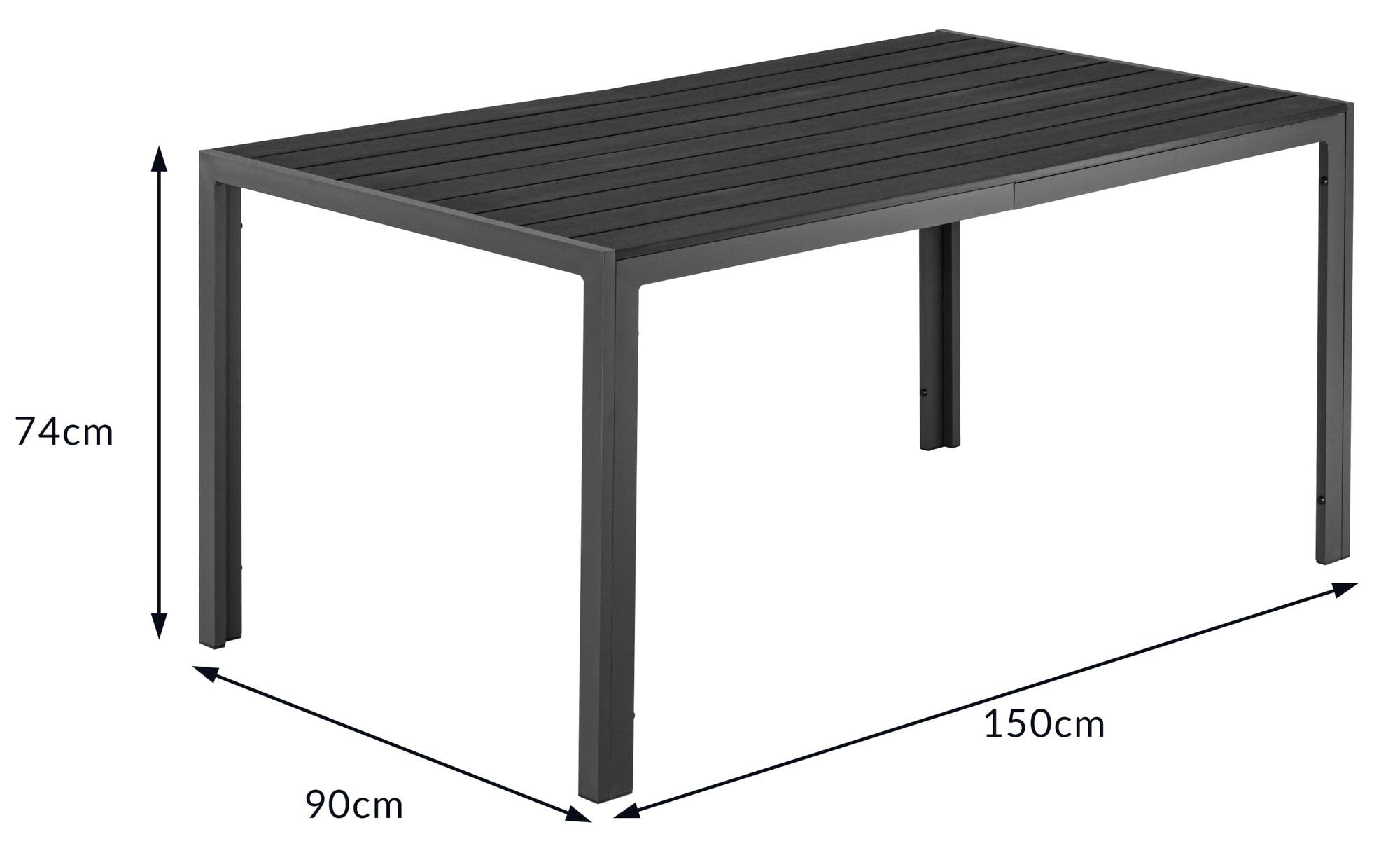 ALEOS. Aluminium Gartentisch 150 x 90 cm mit WPC Tischplatte, Model Milos, Tisch Esstisch