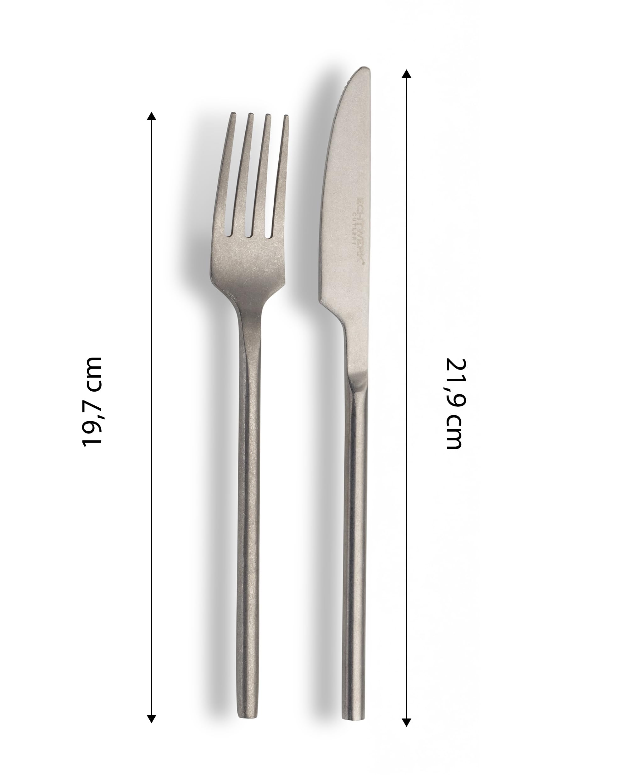 ECHTWERK Posate da tavola Malou, argento stonewashed, 16 pezzi, posate per fino a 4 persone, acciaio inox di alta qualità, acciaio cromato-nickel