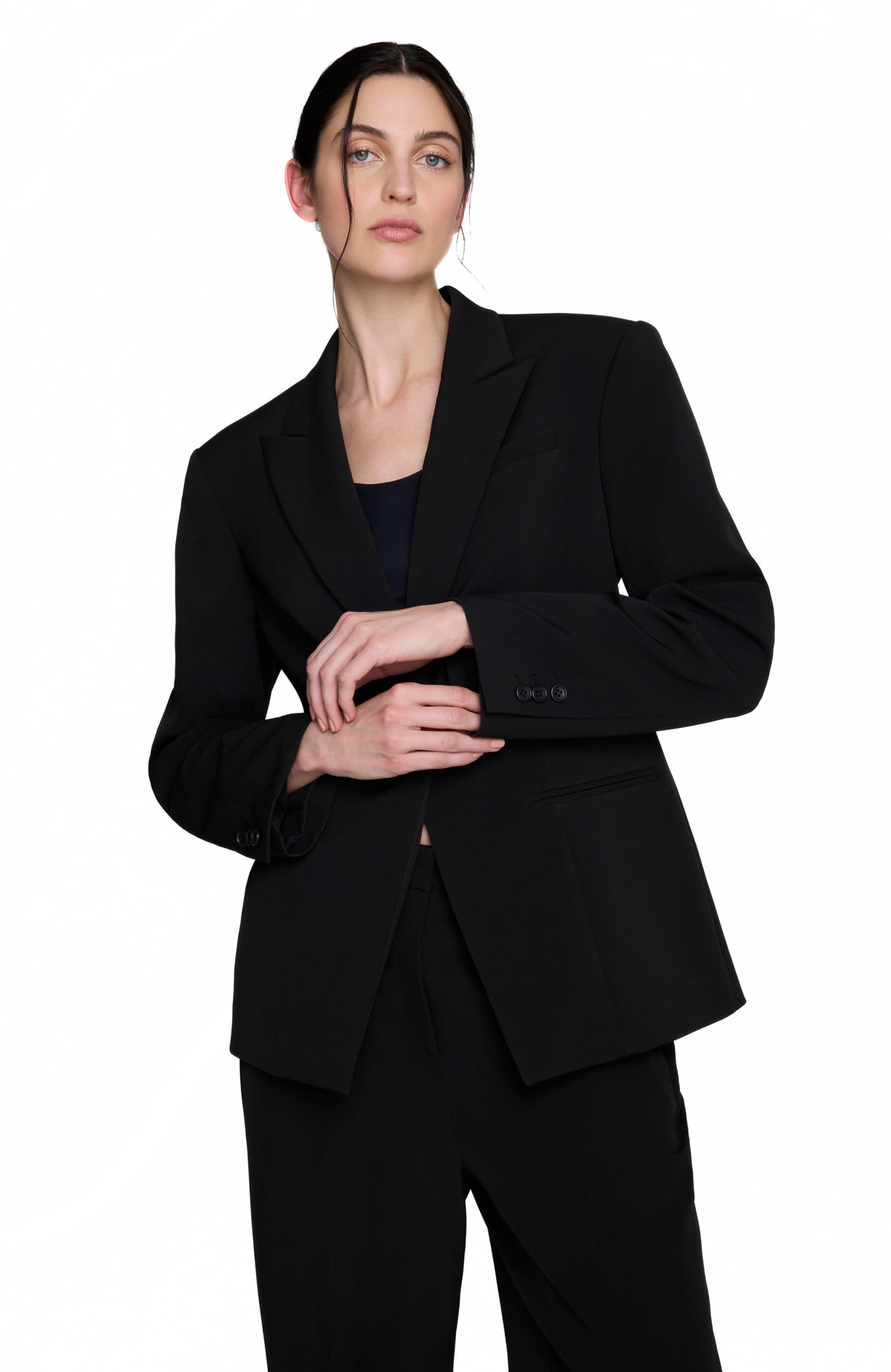 Kenneth Cole Womens Luxe Twill Slim One Button Blazer