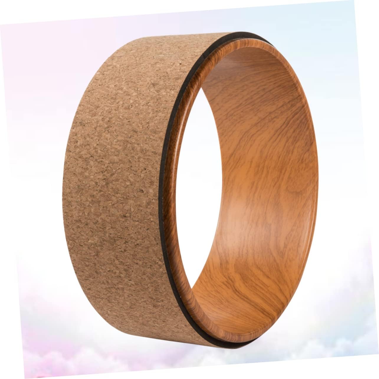 GANAZONO Natural Cork Yoga Wheel Durable Circle for Back Bend and Massage Essential Fitness Roller for Yoga Training and Stretching Tool for and Muscle