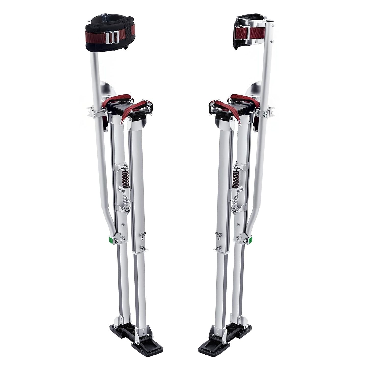 Adjustable 36''-50'' Aluminum Drywall Stilts - Durable Non-Slip Work Stilt with Protective Knee Pads for Sheetrock, Painting, Taping & Walking - Silver Finish