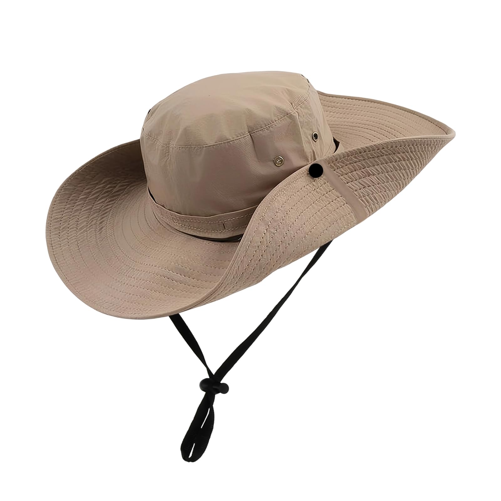 QINGZY Mens Wide Brim Fishing Hat, UV Protection Bucket Hat with Chin Strap, Foldable Waterproof Sun hat, Breathable Outdoor Boonie Cap for Hiking Camping Safari Beach (Khaki)