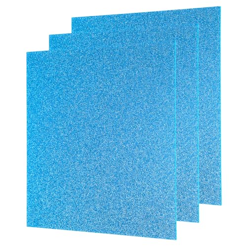 Image of MECCANIXITY 3Pcs Blue Glitter Acrylic Sheets 1 /8 inch Thickness 8 inch x 8 inch Glossy PMMA Fluorescent Plastic Sheets Extruded Translucent Blanks for DIY Art Crafting Laser Cutting & Engraving