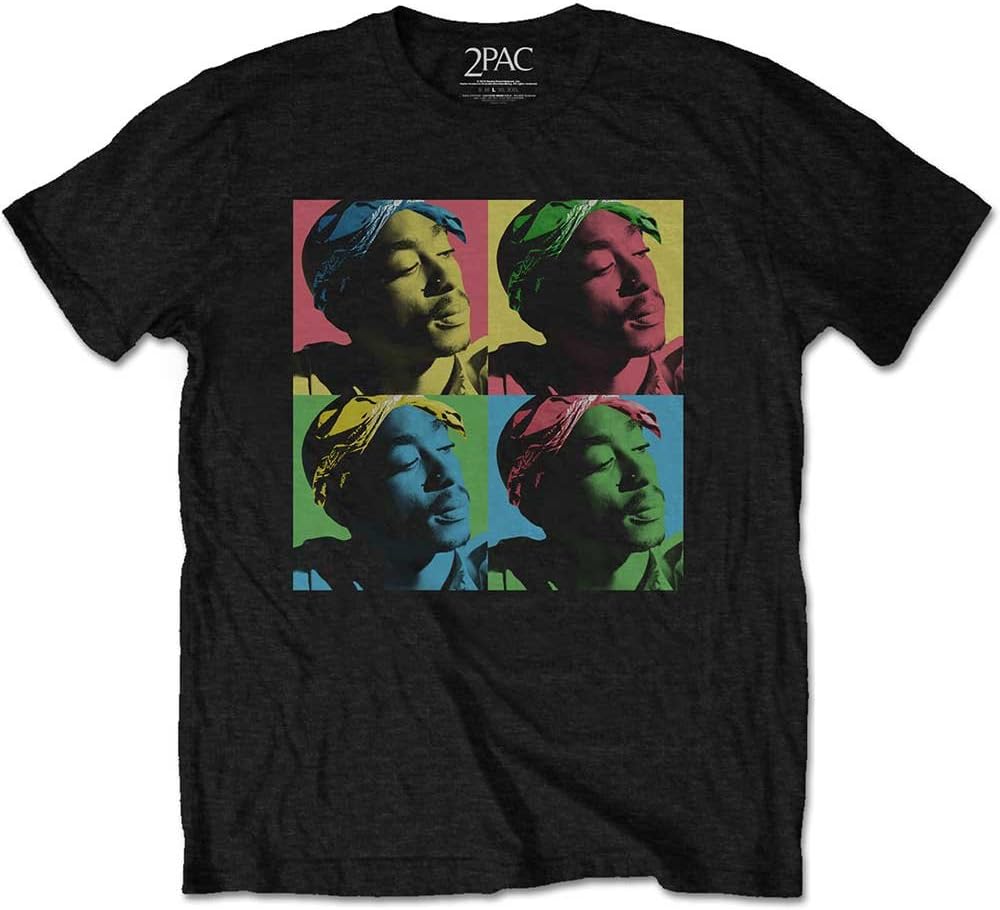 TUPAC SHAKURPop Art Rap Music 2Pac Mens Black T-Shirt (Small)