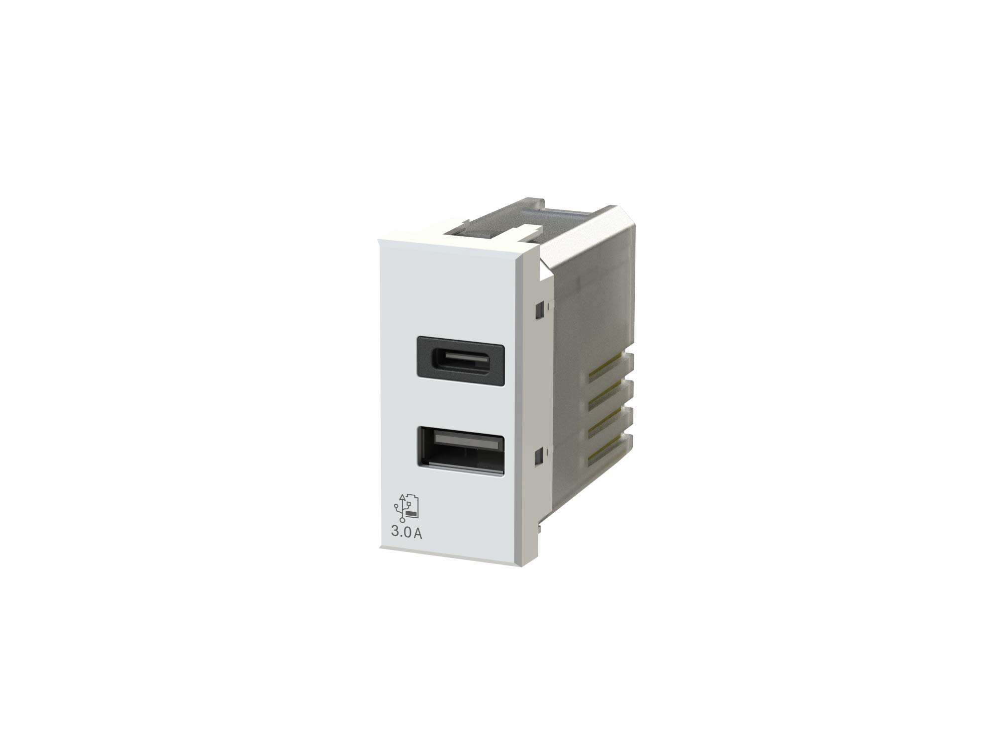 Cargador USB 3.0 empotrable de 3A con doble toma tipo A y C para Bticino Axolute blanco