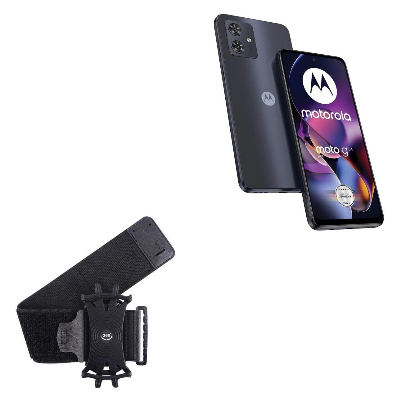 BoxWave Holster Compatible with Motorola Moto G54 (Power Edition) - ActiveStretch Sport Armband, Adjustable Armband for Workout and Running - Jet Black