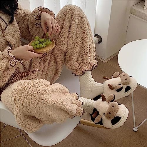Image of QSKPC Women's fuzzy memory foam slippers Women's cute animal slippers Indoor and outdoor plush slippers Bedroom slippers Home shoes