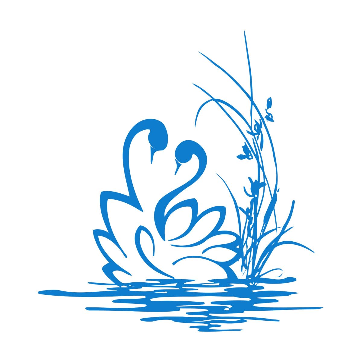 Lzhouting Wall Stickers 0626 Swans Couple Wall Sticker Bathrrom Home Decoration Swans Swim Vinyl Wall Decal For Bathroom Removable Plants Vinyl Murals Small - 42X44cm