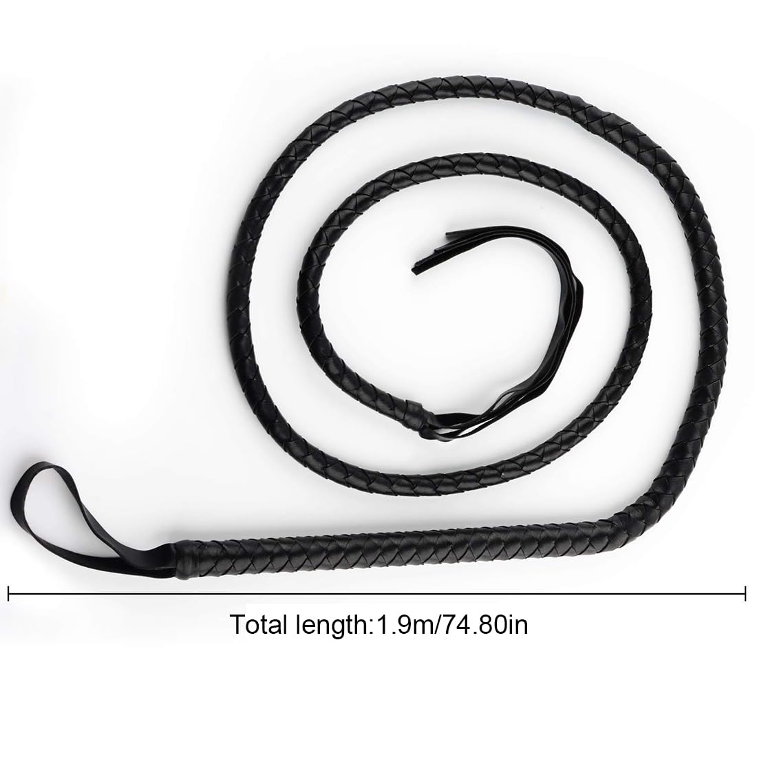 Indiana Jones - Frusta in vera pelle nero 1,9 m di lunghezza, frusta per equitazione, Indiana Jones Style Bull Whip in vera pelle nera, frusta da gioco per giochi da camera, Frusta da gioco BDSM