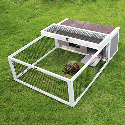 image for Rockever Tortoise House Habitat Wooden, Chicken Coop with Run Rabbit H