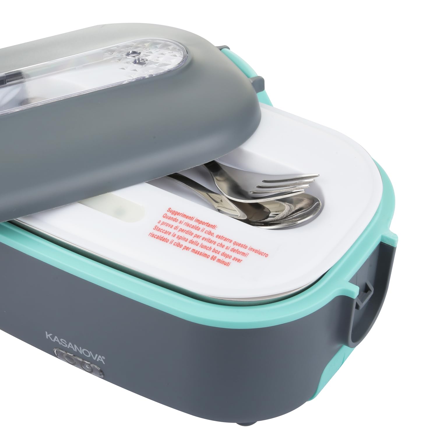 Scaldavivande elettrico 70 W con posate e contenitore 1,5 L blu