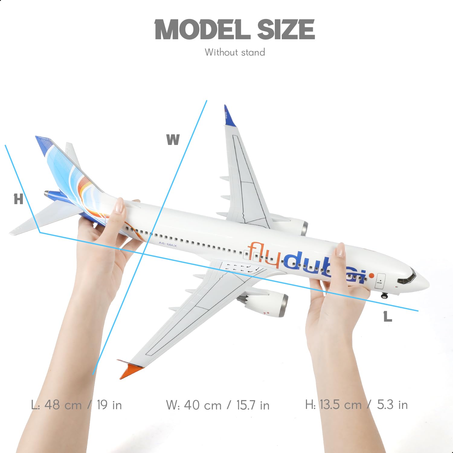 1/85 Dubai 737 Model samolotu ze stojakiem (długość 43 cm) dla Boeing 787, model samolotu z żywicy dla dorosłych, prezent dla fanów lotnictwa, dekoracja