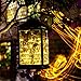 Solar Lantern Lights Metal Sunwind with 30 Warm White LEDs Fairy String Lights Outdoor Decorative Table Lamp (Black-11.4