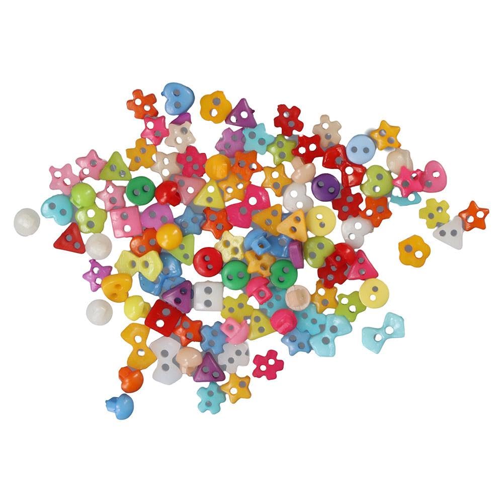 HomeSoGood 500Pcs 6mm Plastic Small Buttons,Square Round Peach Heart Triangle Buttons,DIY Clothing Sewing Supplies