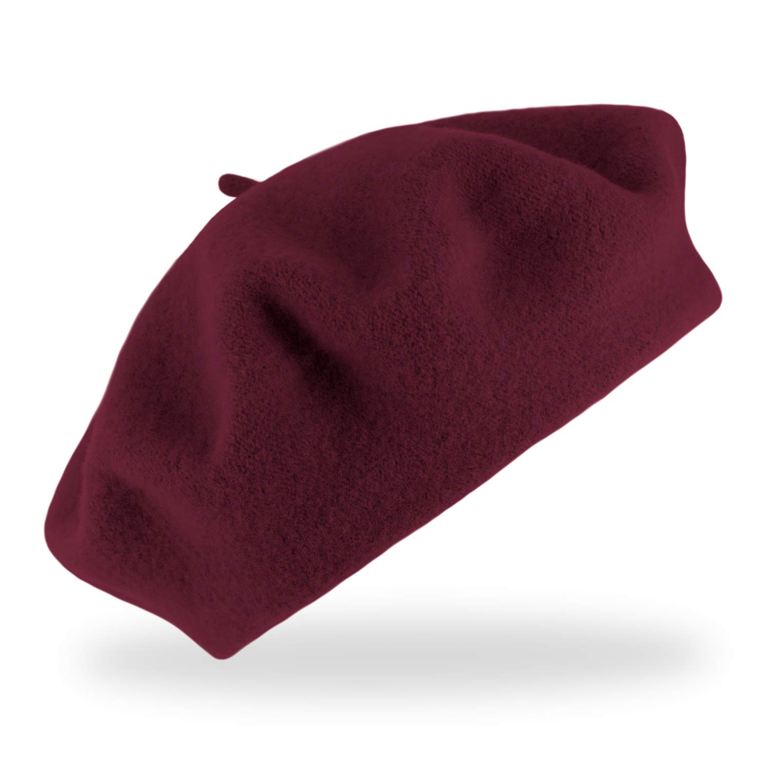 Fiebig Women's Darkred Basque Made Of 100% Pure New Wool | Beret In One Size & Woolmark Quality | Wool Basque In Many Colours Made In Europe (Darkred)