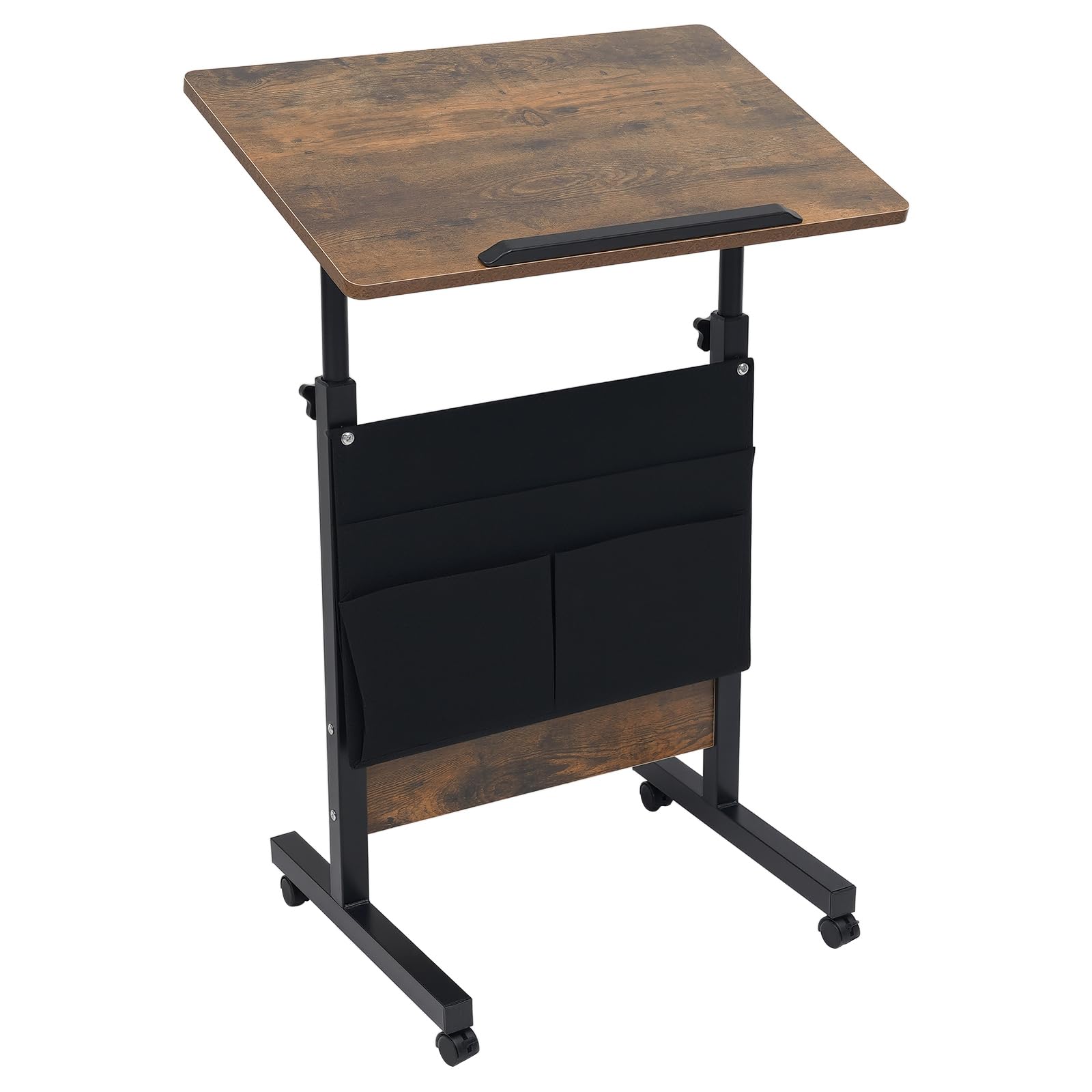 Mobile Standing Desk Portable Laptop Desk with Adjustable Height and Storage Bag Rolling Computer Stand for Office Living