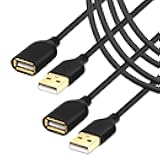 Besgoods USB Extension Cable, 2-Pack USB 2.0 6ft Extender Cord A Male to A Female with Gold-Plated Connector for Keyboard, Printer, Mouse– Black