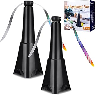 Xakay Flies Repellent Fan, 2Pack Indoor Outdoor Fly Repellent Fly Fans Bugs Repellent Fan Fly Spinner for Table Mosquitoes Repel Insect Fans Fly Control with Hook, Keep Flies and Bugs Away from Foods
