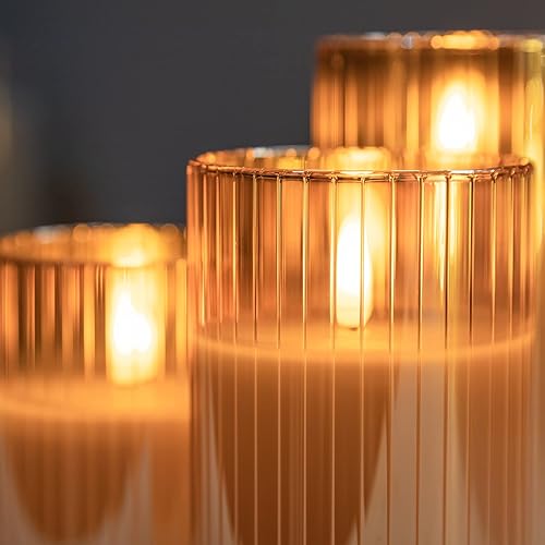 Miniatura 146 de Angelloong Velas parpadeantes de cristal transparente, sin llama, funcionan con control remoto y baterías, velas LED con temporizador, románticas
