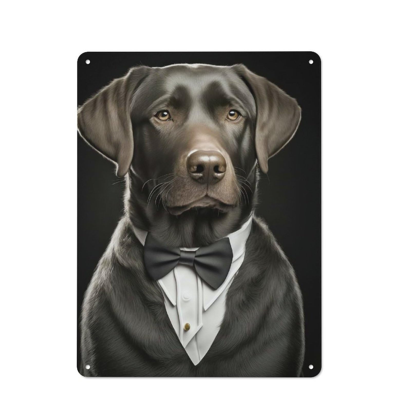 Junmoney Labrador Dog With A Tuxedo Vintage Metal Plaque 40X30cm, Bistro Wall Plaque For Coffee Bar, Kitchen, Bistro Or Tea Corner
