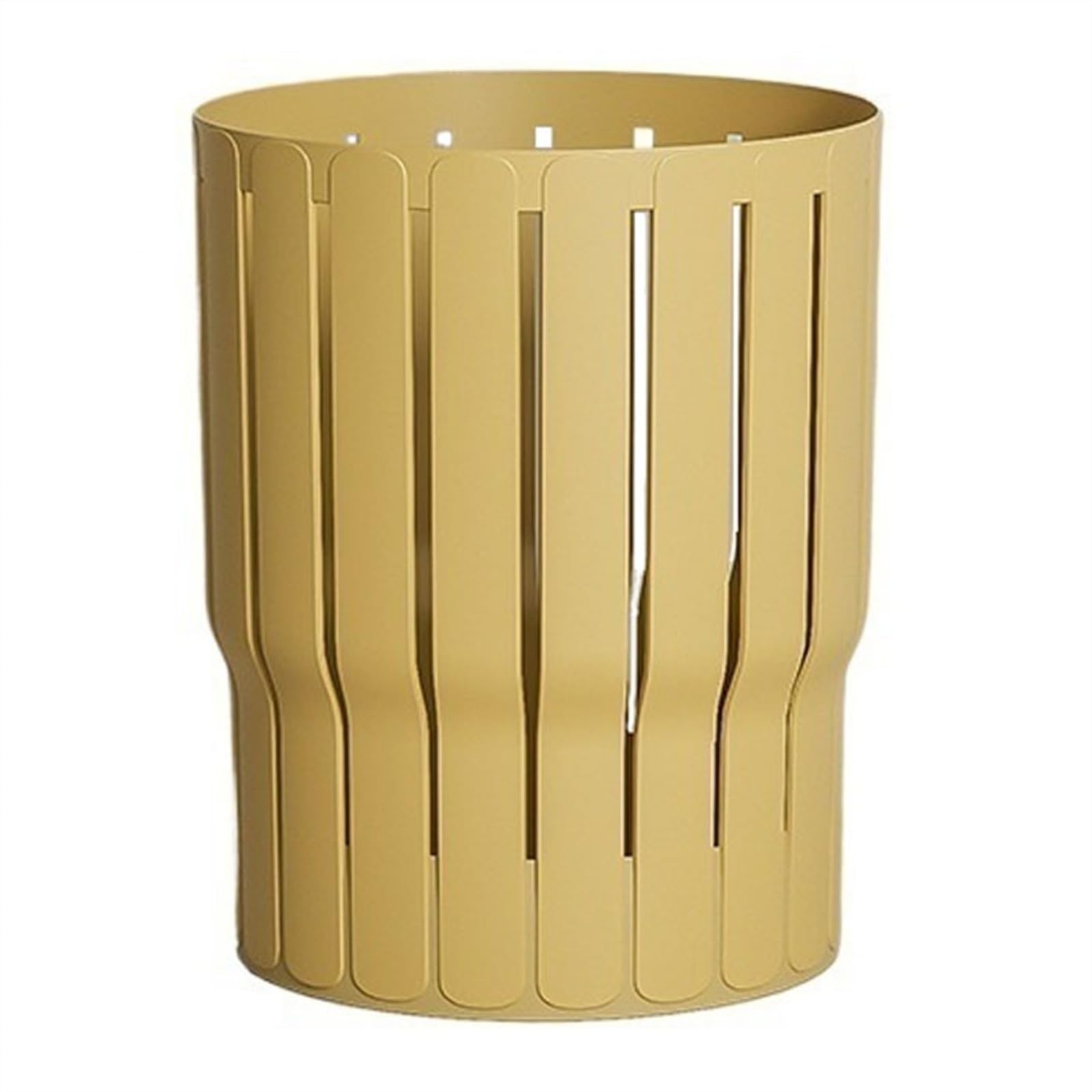 Kitchen Trash Can Vintage Hollow Trash Can, Round Plastic Trash Can No Lid, 10 Liter/2.6 Gallon Open Top Trash Bin Wastebasket for Living Room Bedroom Office Garbage Can (Yellow)