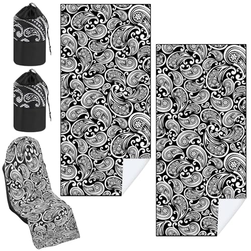 Image of Hahafelt 2 Pack Car Seat Towel Cover with Storage Bag, Paisley | 63 x 32 in Car Towel Seat Cover Non Slip Waterproof, Gym Workout Swimming Running, Machine Washable Sweat Absorbent Protector