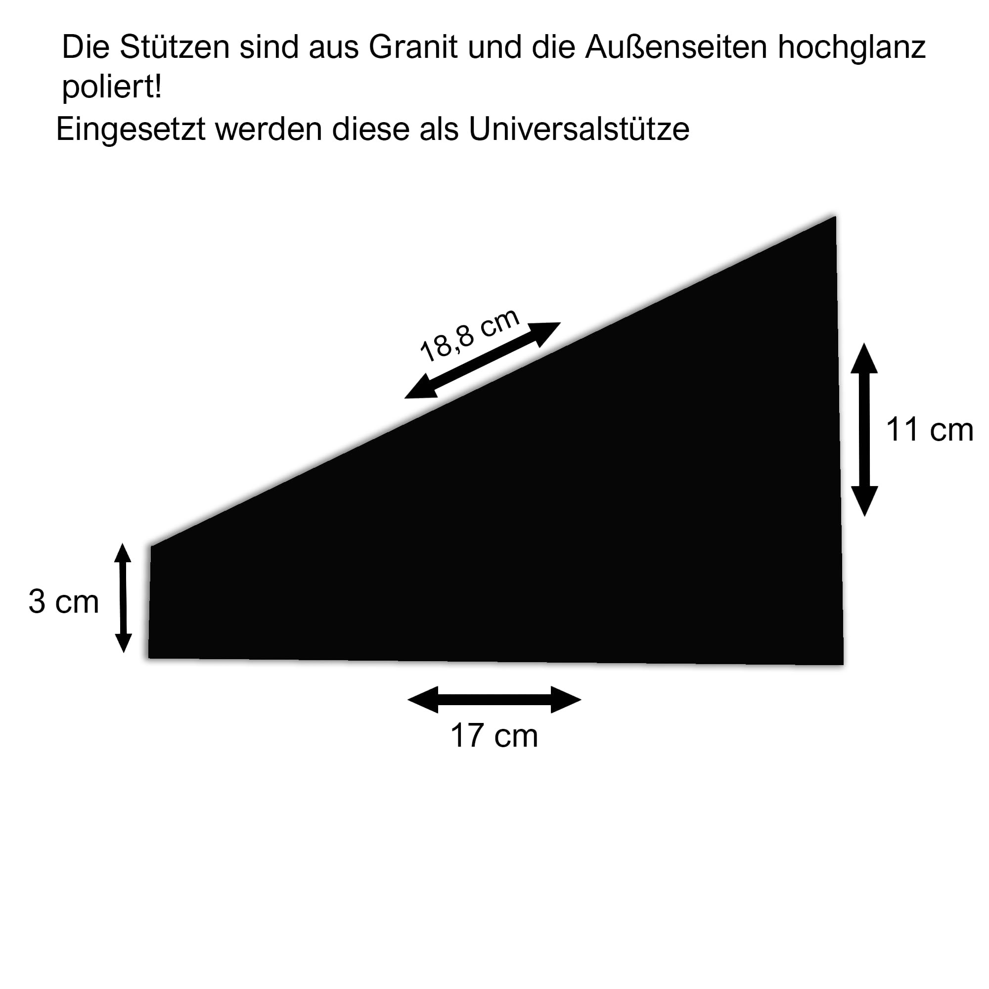 Grabstein aus Granit mit Personalisierung, poliert, gefaste Kanten. Geeignet als Urnengrabstein | Grabplatte | Gedenktafel | Urnenliegestein. Optional mit Stützen G33 (40x30cm mit Stützen)